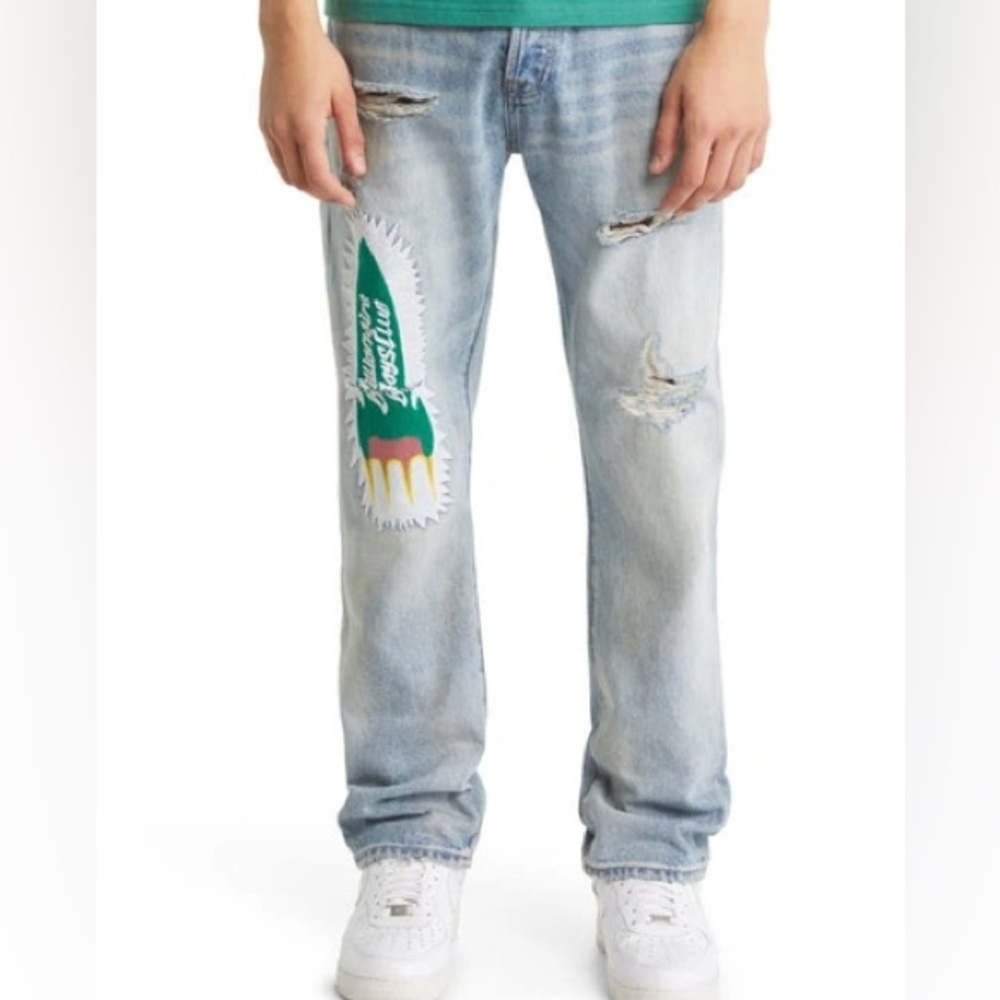 BILLIONAIRE BOYS CLUB RADIUS HEART FIT STRAIGHT LEG JEANS IN QUANTUM